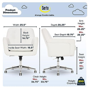 Serta Ergonomic Home Office Chair with Memory Foam Cushioning - White