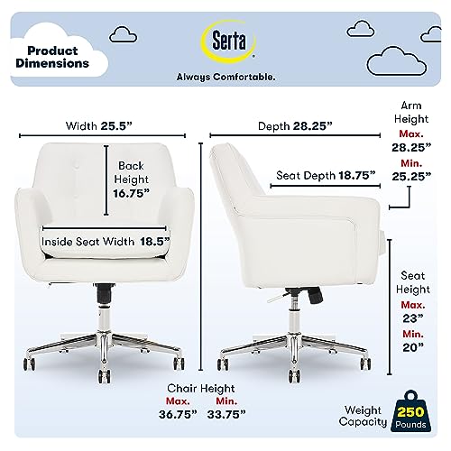 Serta Ergonomic Home Office Chair with Memory Foam Cushioning - White