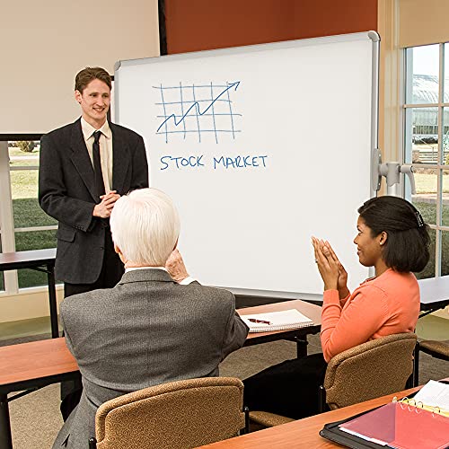 VIZ-PRO Double-Sided Magnetic Mobile Whiteboard, 60 x 36 Inches, Steel Stand