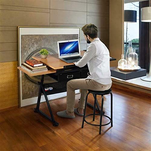 BJYX Adjustable Drafting Table Art Craft Writing Desk Drawing Tiltable with Stool
