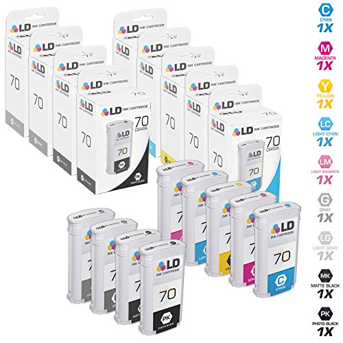 LD Remanufactured Ink Cartridge Replacement for HP 70 (Matte Black, Photo Black, Gray, Light Gray, Cyan, Magenta, Yellow, Light Cyan, Light Magenta, 9-Pack)