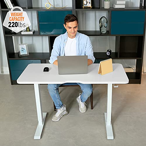 ELIVED Dual Motor Electric Standing Desk, 48 x 24 inches Height Adjustable Desk, Sit Stand Desk with Whole-Piece Tabletop and Memory for Home Office Workstation (White)