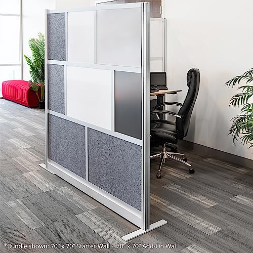S Stand Up Desk Store Workflow Modular Wall Bundle | Rearrangeable Office Partition System with Whiteboard, Acrylic & Sound Absorbent Panels | (2) 70in x 70in Walls