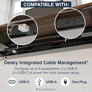 Desky Electric Dual Motor Standing Desk - Hardwood Sit Stand Desk - Adjustable Height - Solid Wood Top - Cable Management