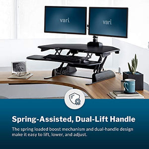 VariDesk Cube Corner 36 by Vari – Cubicle Standing Desk Converter for Dual Monitors – Height Adjustable Stand Up Desk – No Assembly Required