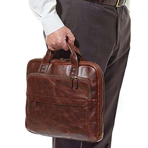 Moore and Giles Titan Milled Brown Jay Modern Briefcase