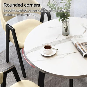 SARKEY 1 Table 4 Chairs Combination, 80cm Round Table and 4 PU Leather Chairs, Office Reception Room Club Set