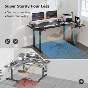 Dripex Electric Height Adjustable L Shaped Standing Desk, 71 x 43 Inch, Dual Motor Sit Stand Desk