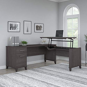Bush Furniture Somerset 72W Sit to Stand L Shaped Desk in Storm Gray