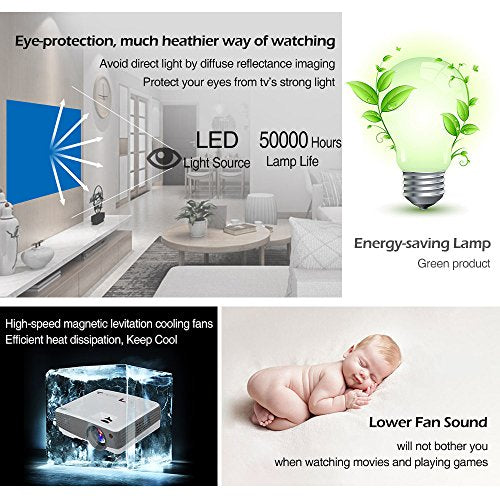 Portable LED Bluetooth Wireless Movie Game Projector 3300 Lumens Multimedia Android LCD Bluetooth Outdoor WiFi Proyector Support 1080P Digital HD Mini Small with Bluetooth HDMI USB VGA AV 3.5mm Audio