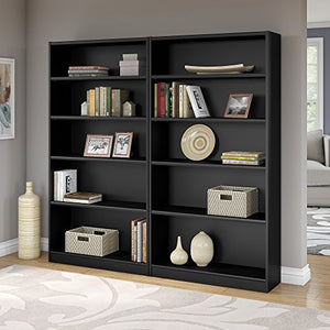 Bush Furniture Universal 5 Shelf Bookcase Set of 2 in Classic Black