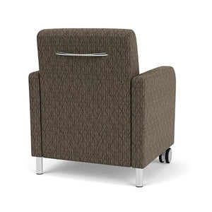 Lesro Siena Polyurethane Lounge Reception Guest Chair in Brown/Steel