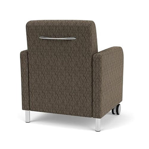 Lesro Siena Fabric Lounge Reception Guest Chair with Caster - Brushed Steel/Brown