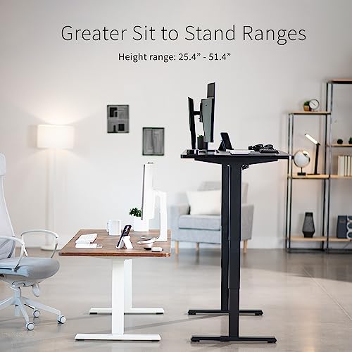 VIVO Electric Height Adjustable Stand Up Desk, Dark Walnut Table Top, Black Dual Motor Frame - 71 x 36 inch