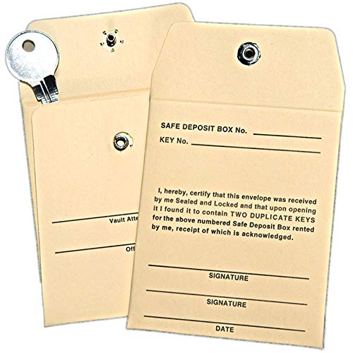BankSupplies Manila Envelopes | 3W x 3.5H | Pack of 300 | Safe Deposit Box Key Envelope | Standard Imprint | Sand Background | Permanent Lock Style | Small Shipping Envelopes