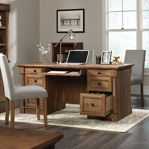 Sauder 420604 Palladia Executive Desk, L: 65.12" x W: 29.53" x H: 29.61", Vintage Oak Finish