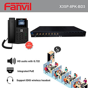 Fanvil X3SP Enterprise IP Phone 8 Units with Dinstar VoIP Gateway PBX UC200 - 8 Ports