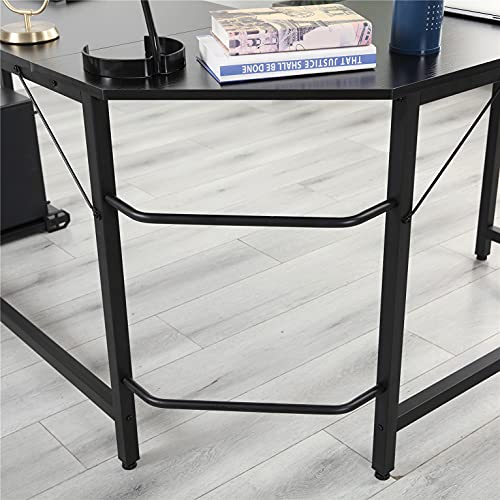 L-Shaped Gaming Computer Desk, Modern Corner Laptop Desk Study Table Workstation Home Office Desk, Black