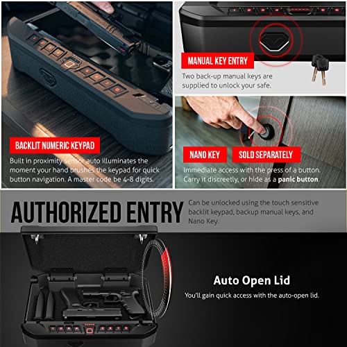 VAULTEK VT Full-Size Handgun Bluetooth Smart Safe Multiple Pistol Safe with Auto-Open Lid and Rechargeable Battery(Black)