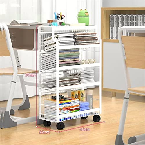 Small Bookshelf with Wheels (OneColor, 60 * 22 * 40cm)