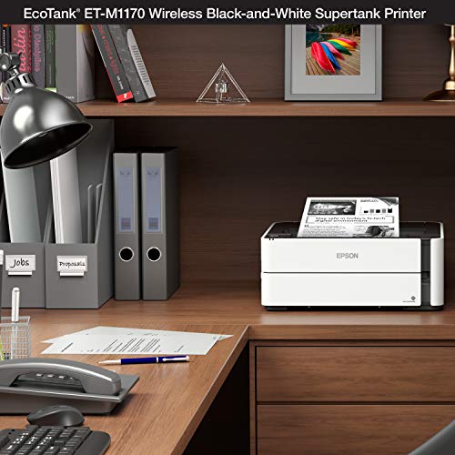 Epson EcoTank ET-M1170 Wireless Monochrome Supertank Printer, Plus Ethernet (Renewed)