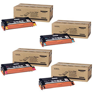 Xerox 113R00726 113R00723 113R00724 113R00725 Phaser 6180 Toner Cartridge Set (Black Cyan Magenta Yellow, 4-Pack) in Retail Packaging