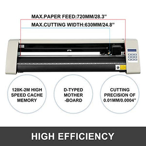 VEVOR Vinyl Cutting Plotter 720mm Professional White Cutter 3 Blades with Signmaster Software and Stand
