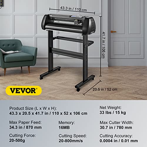 VEVOR 34inch Vinyl Cutter Plotter with Stand, SignMaster Software, Vinyl Tape Tools