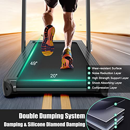 Goplus 2 in 1 Folding Treadmill with Alexa Home, 4.75HP Under Desk Electric Treadmill with APP Control, LED Touch Screen, Bluetooth Speaker and Remote Control, Walking Jogging for Home Office Use