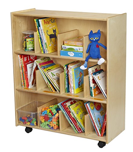 Childcraft Mobile Open Shelving Units with Adjustable Dividers, 35-3/4 x 14-1/4 x 42 Inches
