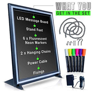 Green Light LED Message Writing Board with 8 Border Color Options, 23"L x 27"W