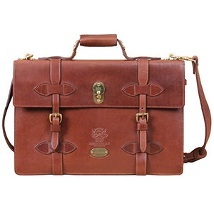 Leather Navigator Briefcase Laptop Expandable Bag Brown Messenger USA No. 1943