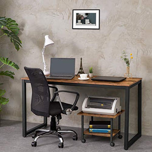 HOOBRO Computer Desk, Home Office Writing Desk, 55.1 x 23.6 x 29.9 Inch Industrial PC Laptop Study Table in Living Room, Bedroom, Sturdy Metal Frame, Easy Assembly, Rustic Brown and Black BF68DN01