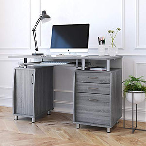 Techni Mobili Complete Workstation Computer Desk with Storage - Grey