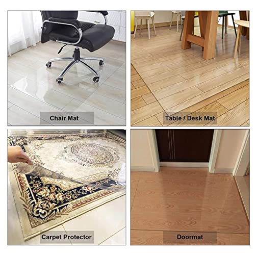 ZHOUHONG Clear Desk Chair Mat Runner Rug - Heavy Duty Waterproof Protector - Multipurpose Vinyl Roll, 2mm Thick, Various Widths
