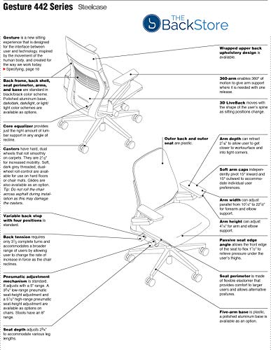 Steelcase Gesture Office Desk Chair with Headrest in Elmosoft Espresso Leather - Platinum Frame
