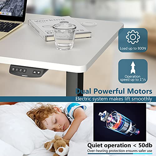 Tangkula Dual Motor Electric Standing Desk, Height Adjustable Stand Up Desk with Memory Controller & 2 Cable Holes, Motorized Sit Stand Desk Workstation w/Anti-Collision Design, Home Office Desk