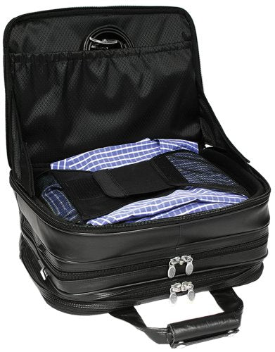 McKleinUSA R Series, Chicago, Top Grain Cowhide Leather, 17" Leather Patented Detachable -Wheeled Laptop Overnight with Removable Briefcase, Black (83585), One Size