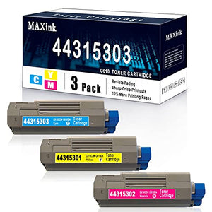 3-Pack 44315303 C610 Color Toner Cartridge Compatible Replacement for OKI Data C610CDN C610DN C610DTN C610N Printer Toner.