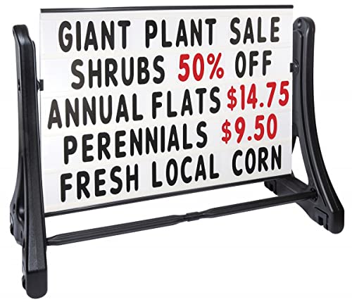MagicMaster Ready2Use Next Generation Large Format Rolling Roadside Swinging Sidewalk Sign with Changeable Message Board. | Includes 1/36"x48"x10mm Corrugated White Sign Panel with Tracks,