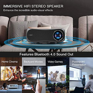 EUG 5500lm Full HD Video Projector with Bluetooth WiFi 2020 Upgraded 2G+16G Android LCD Projector 1080P Native for Presentation Powerpoint Classroom Teaching Outdoor Movie with HDMI VGA USB AV Zoom