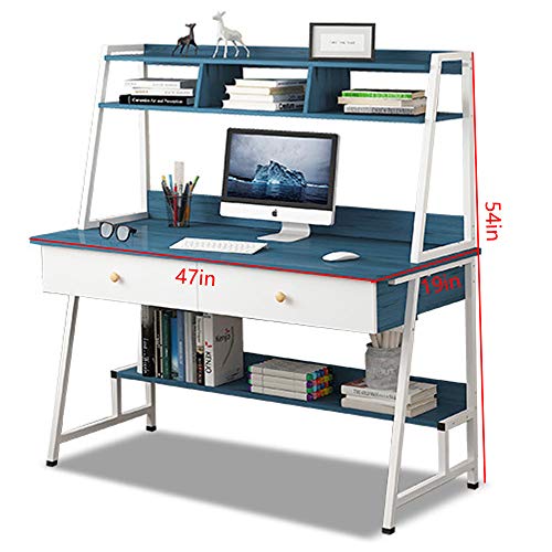 DIANAR Computer Desk with Storage Shelf Studying Writing Gaming Laptop Table Small Home Office Desks Desk Computer Desk with Drawers for Small Spaces Home Office Workstation