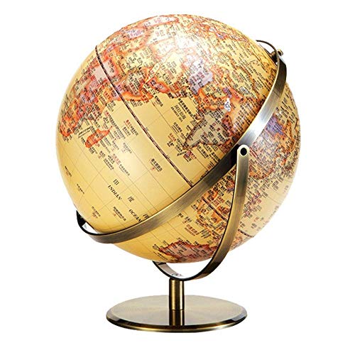 HXHBD Globes Retro World Globe Detailed World Map,Educational Gift,Bedroom Desk Decor for Kids Adults Globes of The World with Stand,Chinese and English/21 (Color : Yellow, Size : One Size)