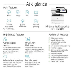 HP Laserjet Enterprise M528dn Monochrome Laser Printer with Duplex Printing (1PV64A) + Power Strip Surge Protector + Cleaning Cloth