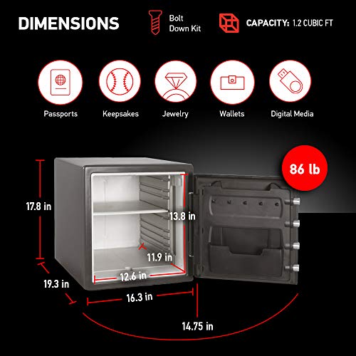 SentrySafe SFW123DSB Fireproof Safe and Waterproof Safe with Dial Combination 1.23 Cubic Feet Gray