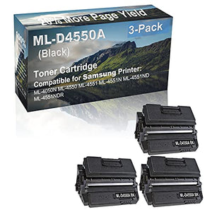 3-Pack Compatible High Capacity ML-D4550A Toner Cartridge use for Samsung ML-4050N, ML-4550 Printer (Black)