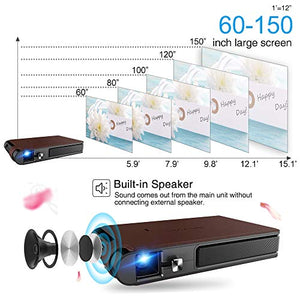 Portable Mini DLP 3D Projector HDMI WiFi Support HD 1080P Wireless Pico Pocket Projector, Auto Keystone Built-in Battery Speaker, Wireless Airplay Miracast Mirror for Smartphone Home Outdoor Movie