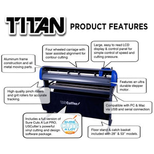 USCutter Titan 28" Vinyl Cutter with Stand, Basket & VinylMaster Cut Software