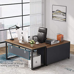 Tribesigns L-Shaped Computer Desk with 47 Inch Mobile File Cabinet, Large L Computer Office Desk with Storage Shelves, Modern Business Furniture with Printer Filing Stand for Home Office