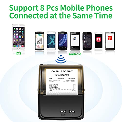 80mm Bluetooth Thermal Receipt Printers, Mobile Portable Printer,impresora térmica ESC/POS Printer, with Android/Windows Devices for Office and Small Business (80mm Black Receipt Printers)